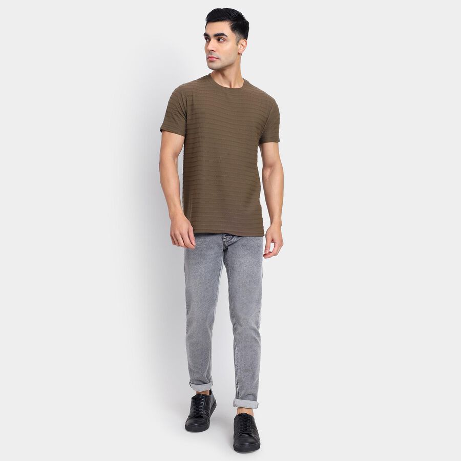 Men's Round Neck Half Sleeves T-Shirt , Khaki, large image number null